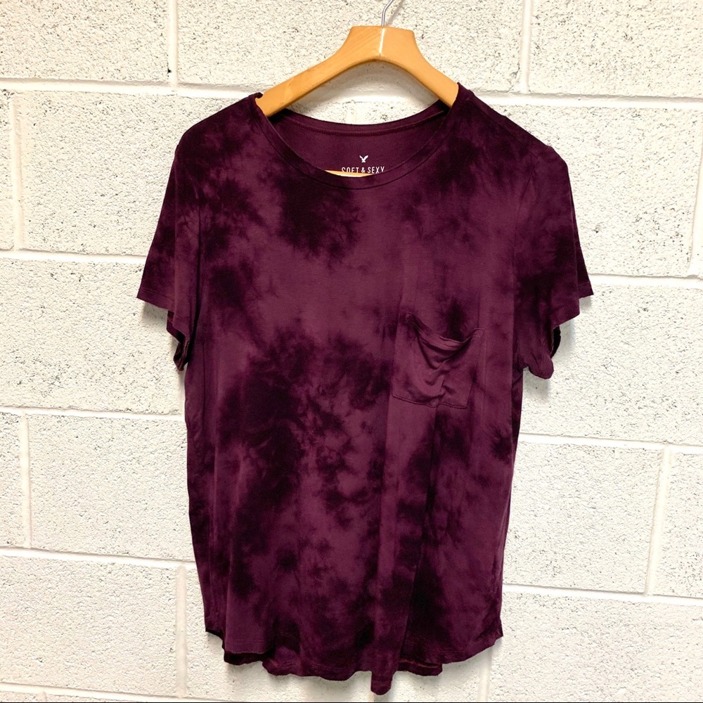 AEO XL top soft & sexy tie dye pocket tee